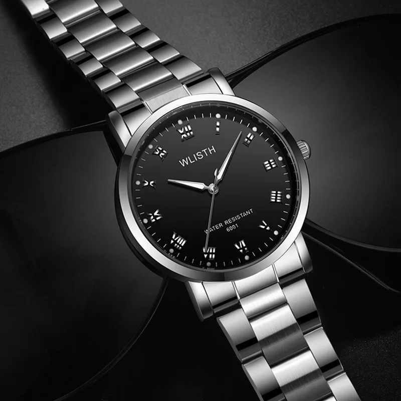 Europe and the United States hot selling fashion men's watches neutral simple steel belt watch men's luminous waterproof belt wa