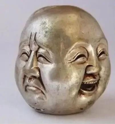 Медная статуя винтажная китайская старая белая серебряная 5 см счастливые