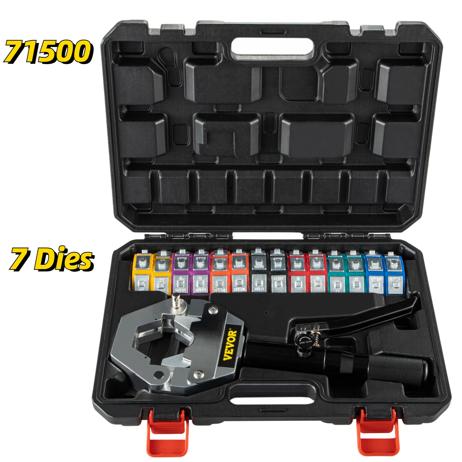 

VEVOR Manual AC Hose Crimper Kit 71500 with 7Dies Hydraulic Hose Crimping Tool Hydraulic Press Auto Air Conditioning Repair Set