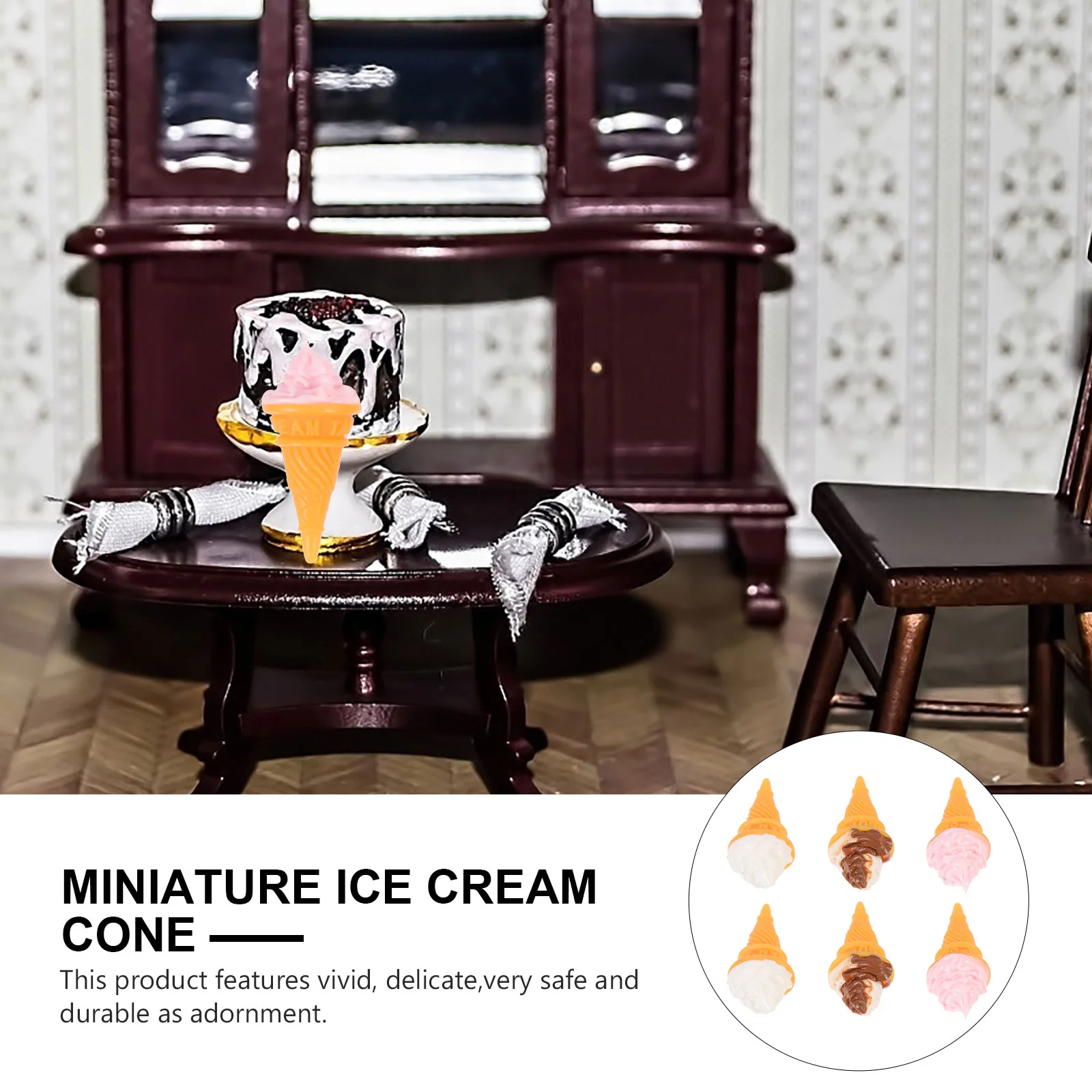 6 шт. смоляное мороженое милые крошечные износостойкие мини-декор дома
