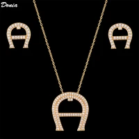 donia jewelry fashion new luxury micro inlaid aaa zirconium earrings letter set necklace earrings womens jewelry pendantjewelry