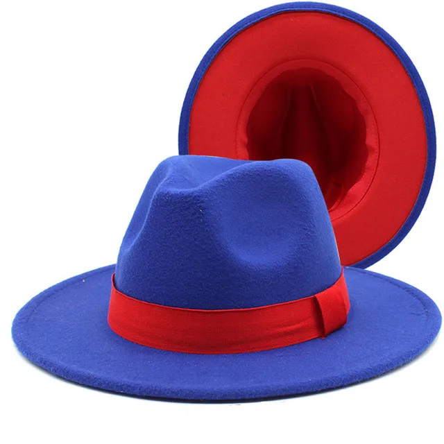 Wide Brim Fedora Hat Men Winter Black 