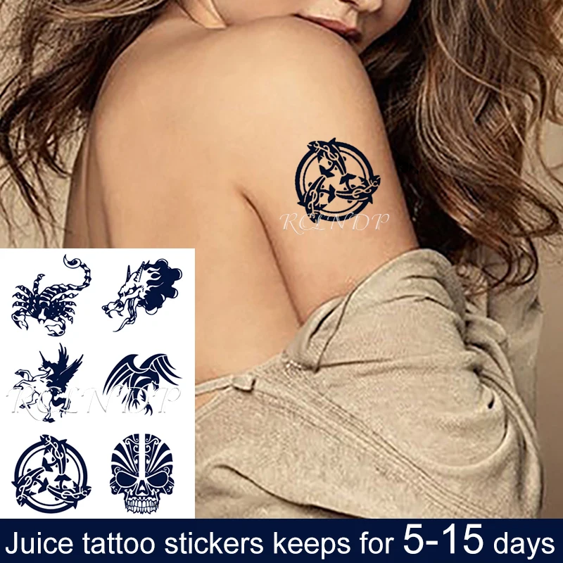 Водостойкая Временная тату-наклейка с чернилами для сока дракон Скорпион Пегас