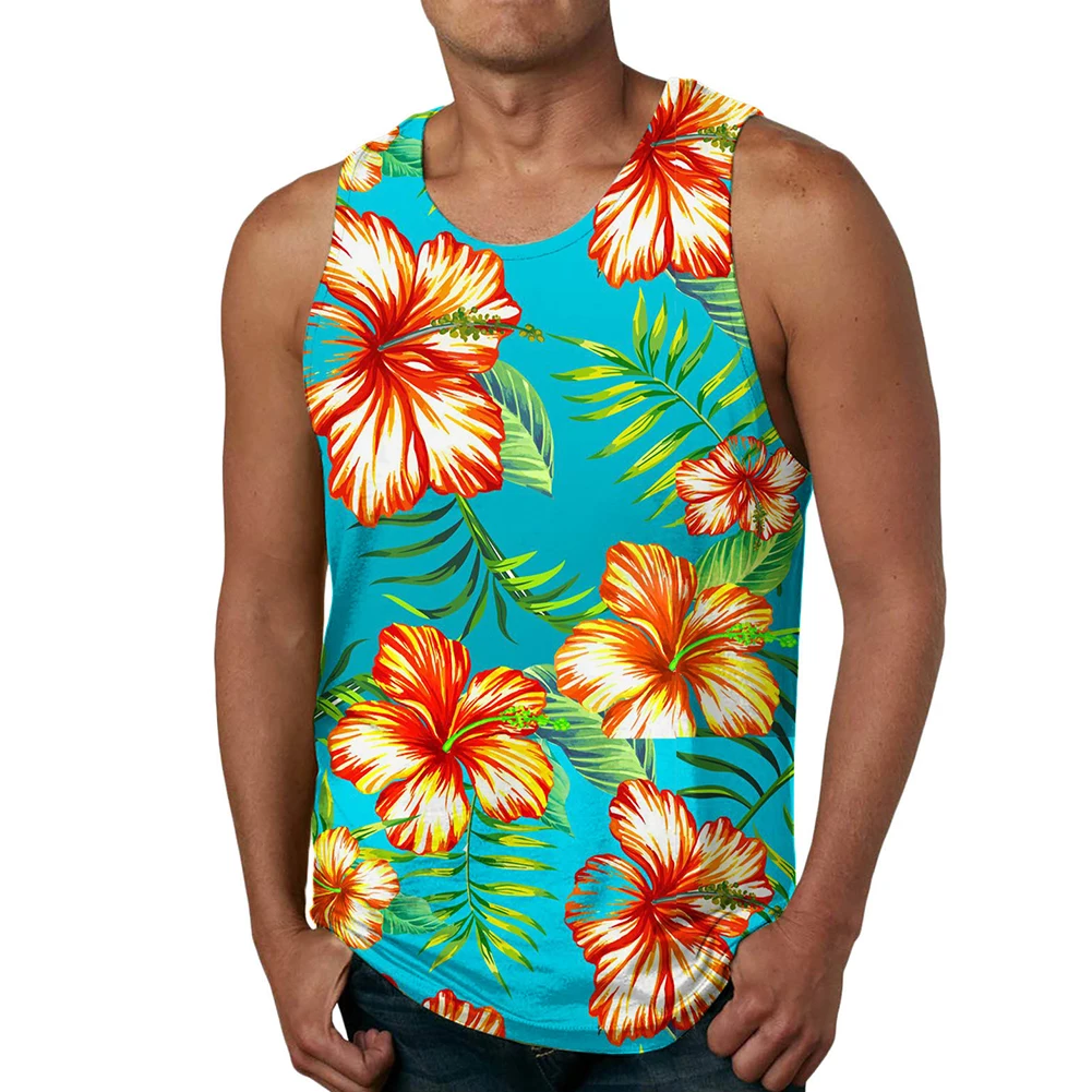 

Tank Top Men Hawaiian Style Sleeveless Tee Tropical T Shirt Tank Tops Beach Summer Casual Breathable Singlets Undershirt