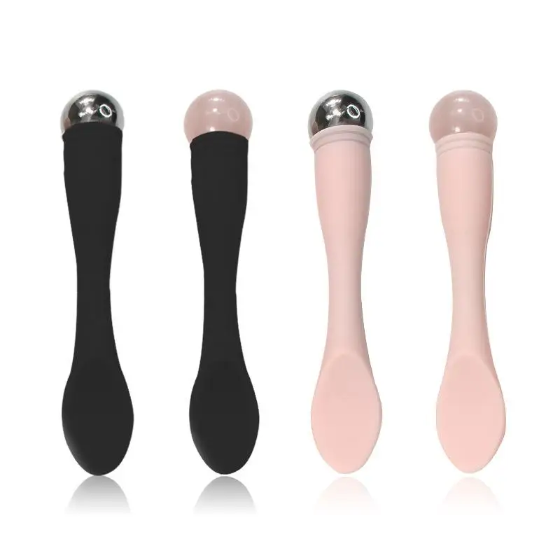 

1Pc Silicone Massage Stick Handle Jade Eye Cream Stick Skin Care Cream Spoon Stainless Steel Facial Skin Care Tools