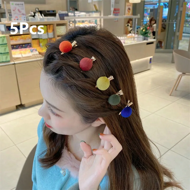 

Заколка для волос с маленьким меховым помпоном, 5 шт.