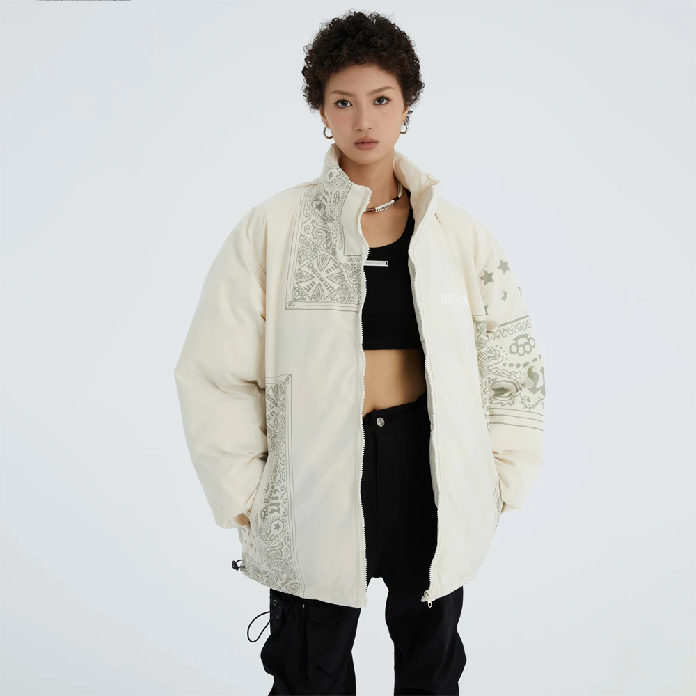 Women Man Couples Autumn Winter Coats Splicing Thick Warm Street Outwear Vintage Hip Hop Trend Clothes Fashion Cotton Jackets