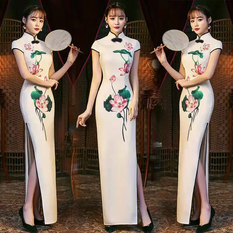 

Cheongsam Dresses Vintage Long Show Performance Cheongsam Elegant Chinese Style 2022 New Improved Cheongsam Dress for Girls
