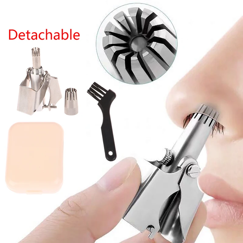 

Nose Trimmer for Men Stainless Steel Manual Trimmer for Nose Razor Shaver Washable Portable Nose Ear Hair Trimmer Set