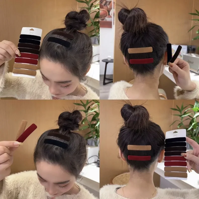 

New Bangs Flocked Bb Clip Back Head Spoon Girl Hair Clip Side Clip Fashion Headdress Accessories Female Cute Solid Color Clip