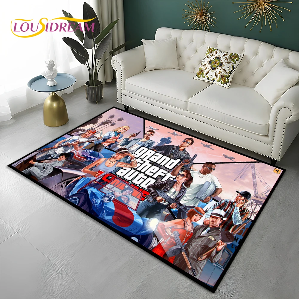 

Grand Theft Auto Games 3D GTA Gamer Carpet Rug for Home Living Room Bedroom Sofa Doormat Decor,kids Area Rug Non-slip Floor Mat