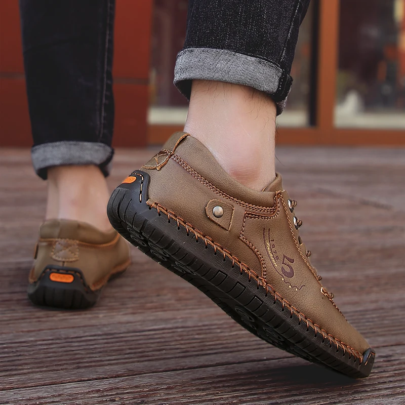 Leather Shoes Casual Sneakers Men Shoes Comfortable Driving Shoes Quality Men Loafers Moccasins Tooling Shoe Plus Size 38-48
