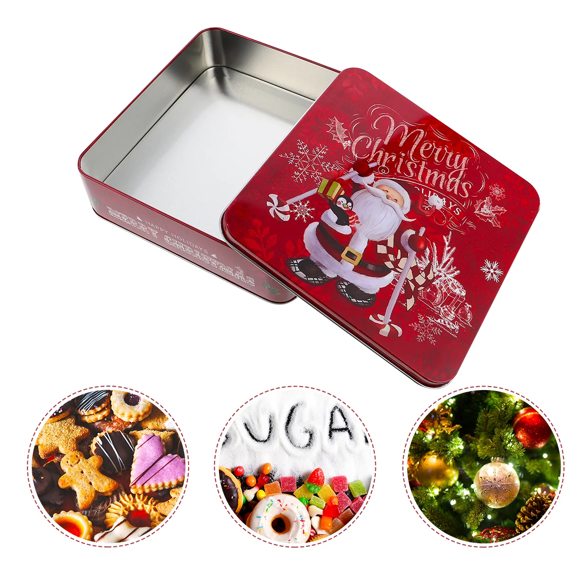 

Christmas Box Cookie Gift Tin Tins Candy Boxestinplate Square Biscuit Can Metal Storagejar Case Empty Partycontainerholder