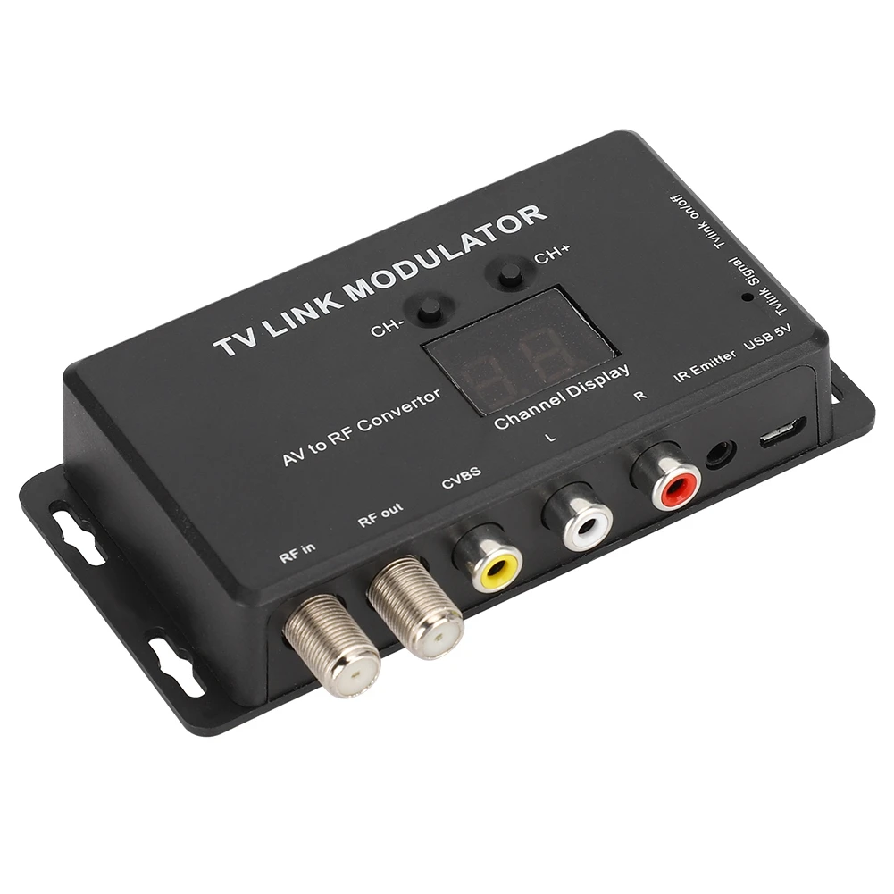 TM70 UHF TV LINK Модулятор AV в RF Преобразователь ИК-удлинитель с 21-канальным дисплеем