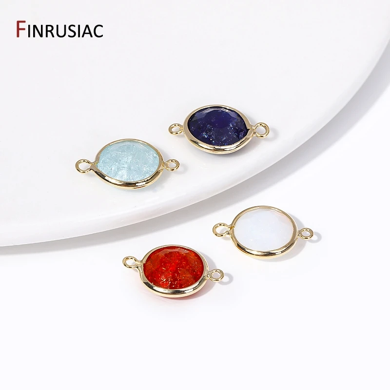 

16.7mm*11mm 14K Gold Plated Brass Colorful Crystal Connector For Jewelry Making, Jewelry Connector DIY Bracelet Accessories