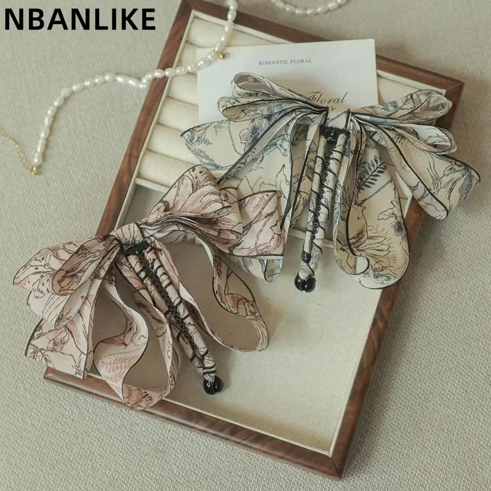 

1PC Vintage Banana Claw Bow Hair Claw 11cm Korean Style Vertical Claw Hair Accessories for Party Daily