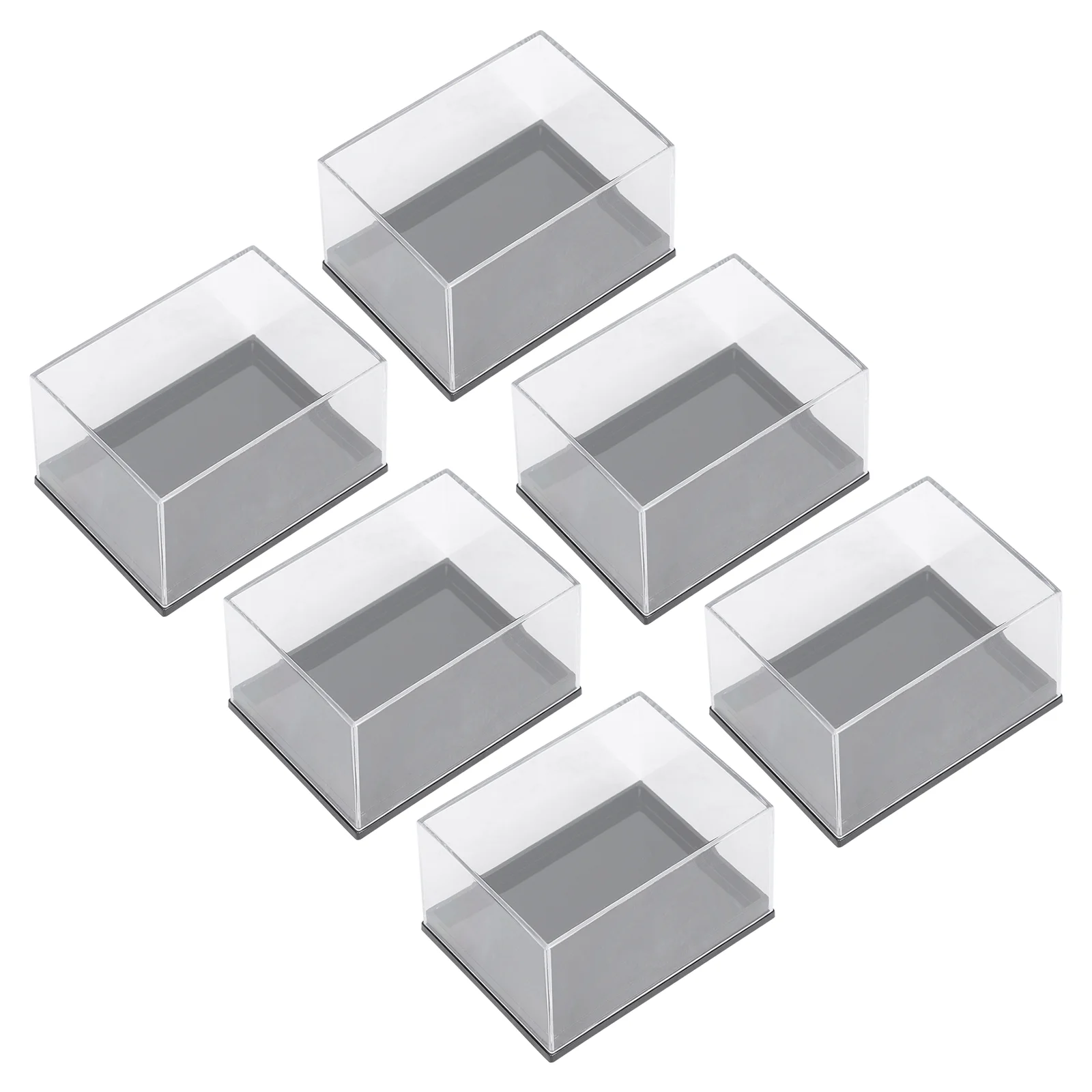 

6Pcs Transparent Organiser Box Mineral Box Countertop Box Cube Protection Showcase Transparent Storage Boxes