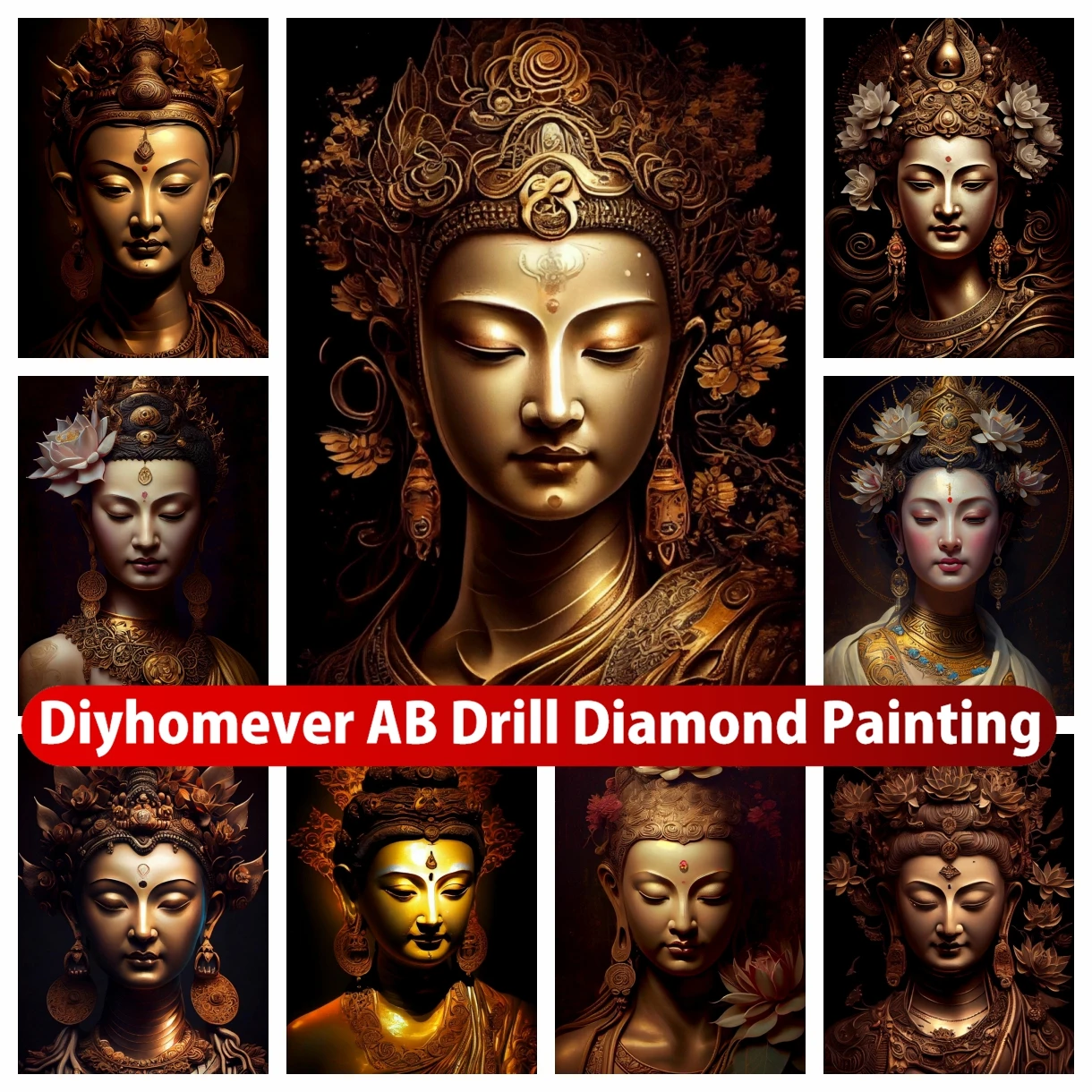 

Guanyin Buddha AB Diamond Rhinestones Painting Chinese Buddhism Myth Cross Stitch Embroidery Picture Mosaic Craft Home Decor