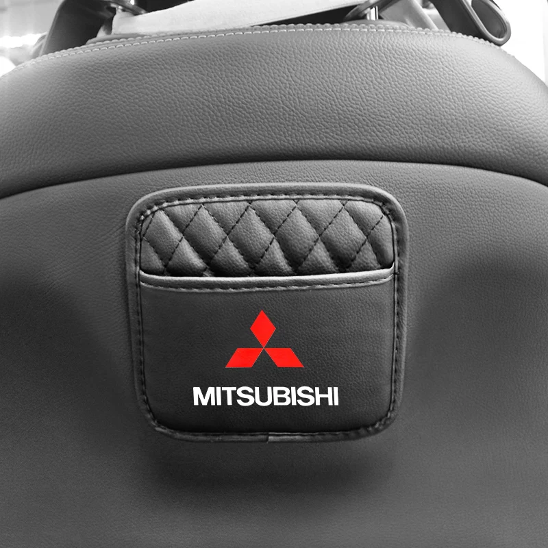 

For Mitsubishi Asx Lancer 10 9 Outlander 3 Pajero l200 Leather Car Seat Back Storage Bag Sticker Organizer Bag Auto Accessories