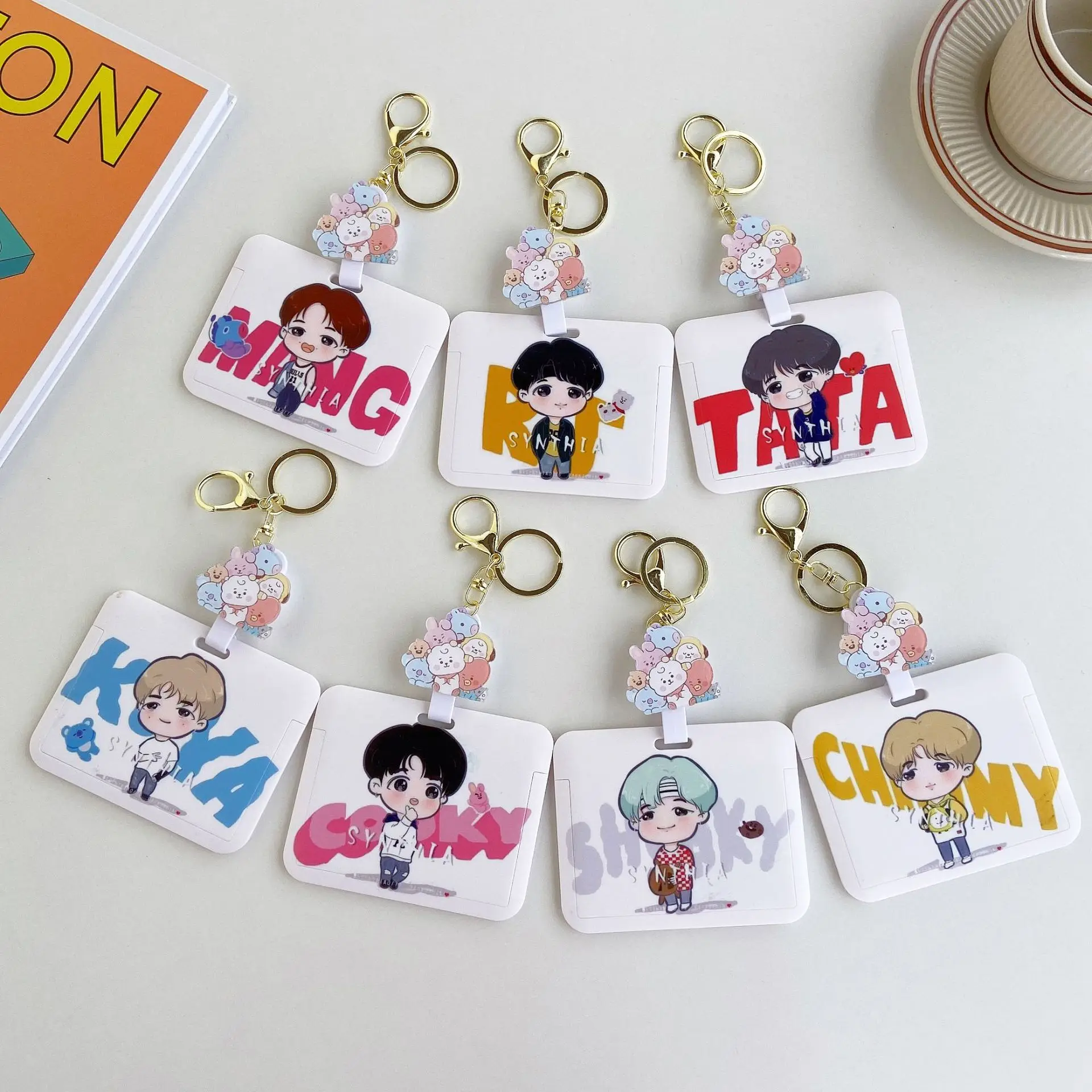 

Bt21 Korea Star Campus Meal Student Easy Pull Bag Keychain Id Card Lanyard Phone Rope Holder Lariat Woman Girl Keyring Fashion