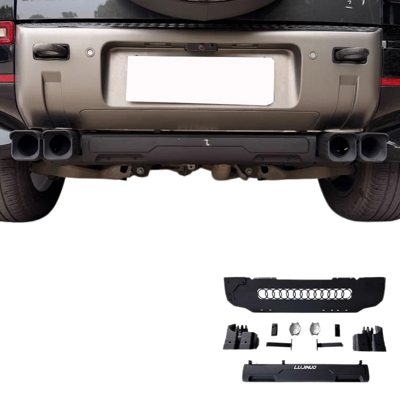 Фото Для Land Rover Defender 90 110: Квадратная накладка на выхлопную трубу, нижняя защитная пластина, внешние модифицированные детали для тюнинга №2