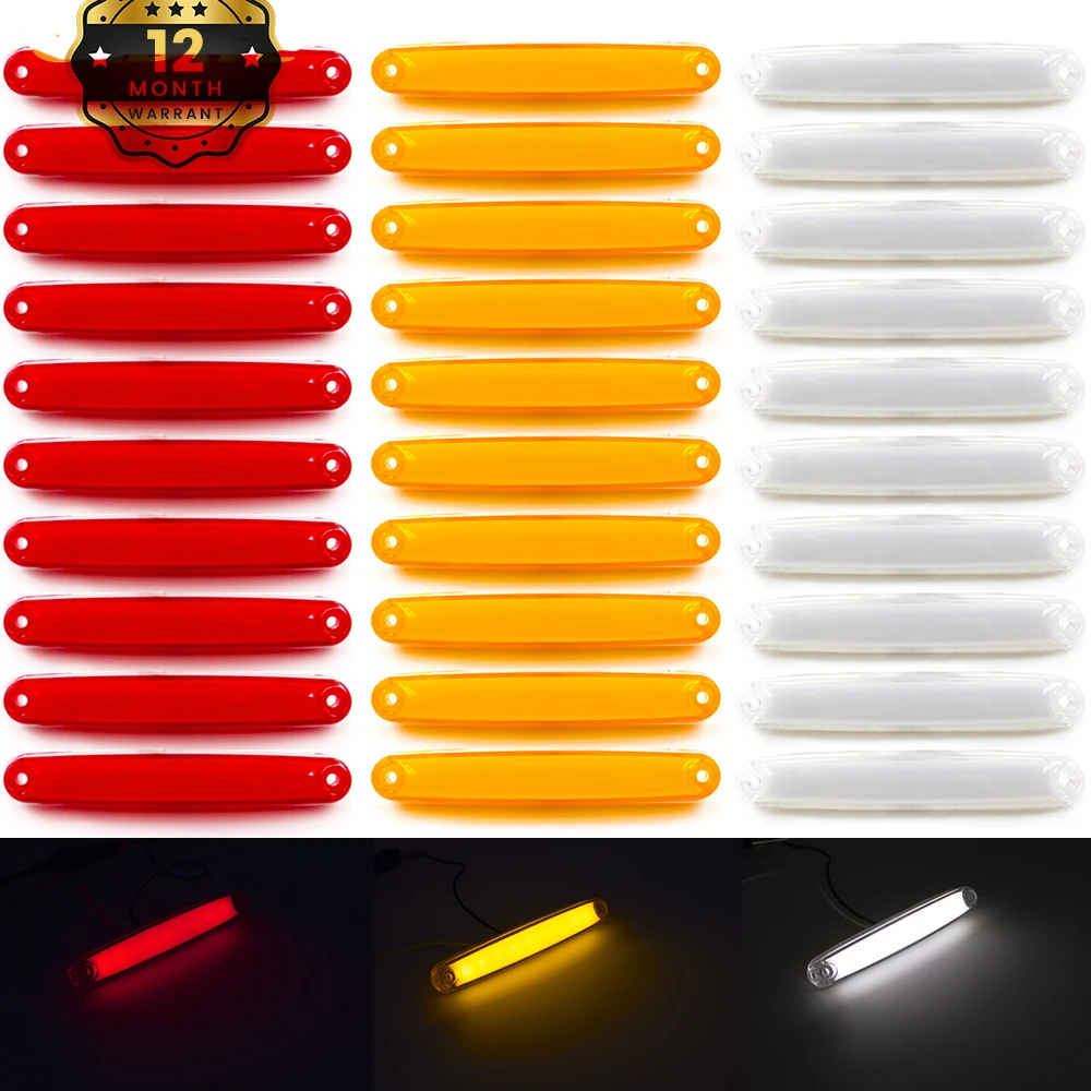 

10pcs 12V 24V 9 LED Side Marker Turn Signal Light Clearance Rear Warning Tail Lamp Brake Indicator Truck Trailer Lorry Bus UTE