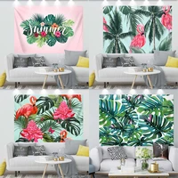 flamingo tapestry jungle wall hanging tropical leaves flowers plant printed tapestries summer bohemia beach blanket home decor