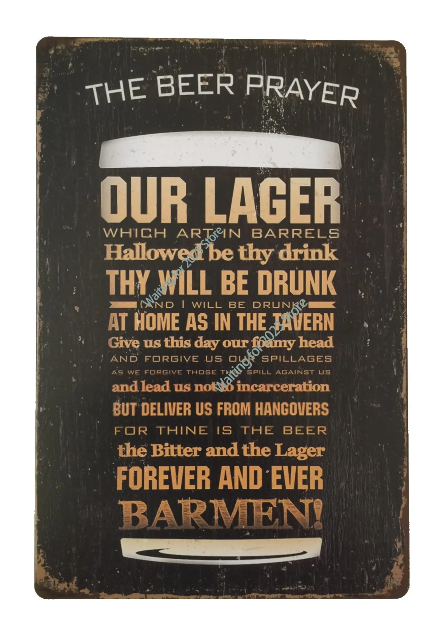 

Tin Sign The Beer Prayer Metal Novelty Retro Vintage Wall Plaque - Ideal for Pub Bar Office Home Bedroom Dining Room Kitchen