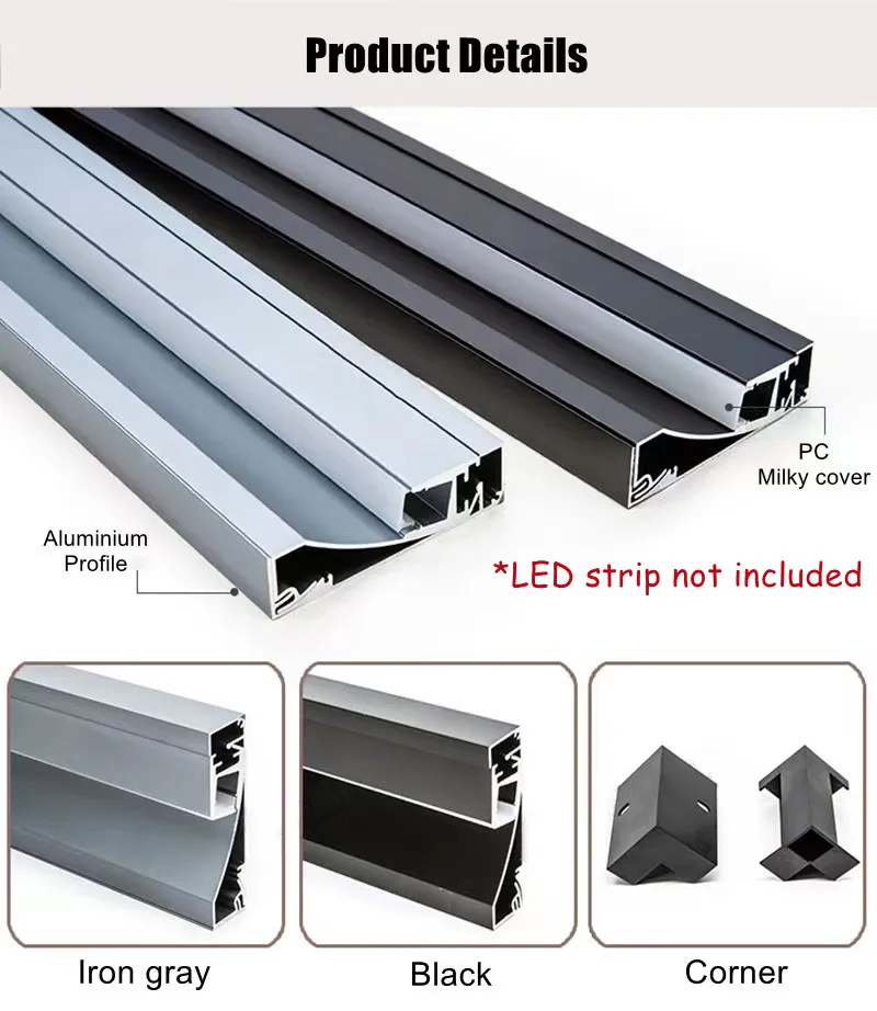 Светодиодсветильник осветительная платформа 0 5 м/1 м серый черный алюминиевый