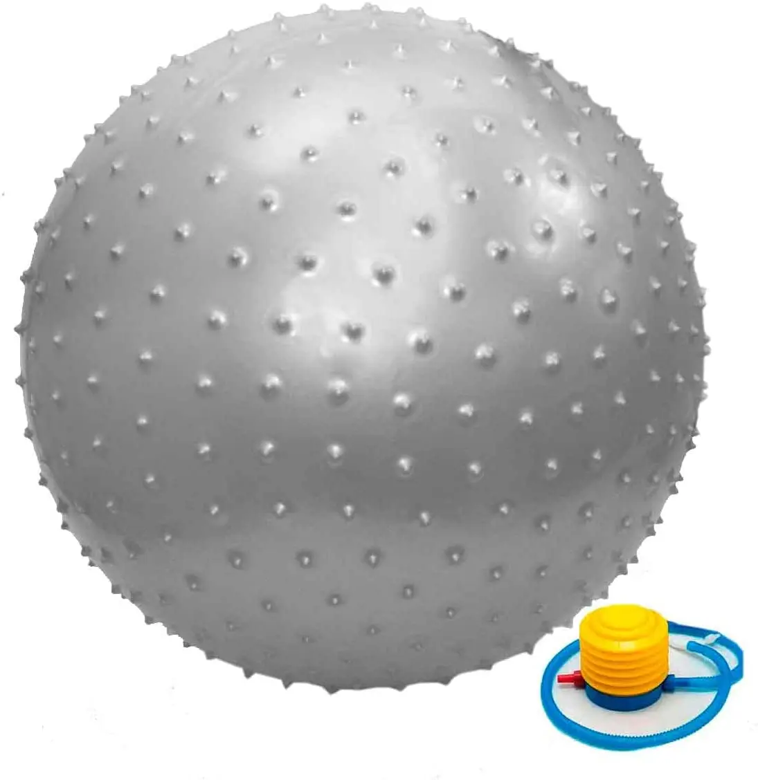 

Bola Pilates Yoga Massagem 65 Cm Cravos C/Bomba Ginástica Cor Prata
