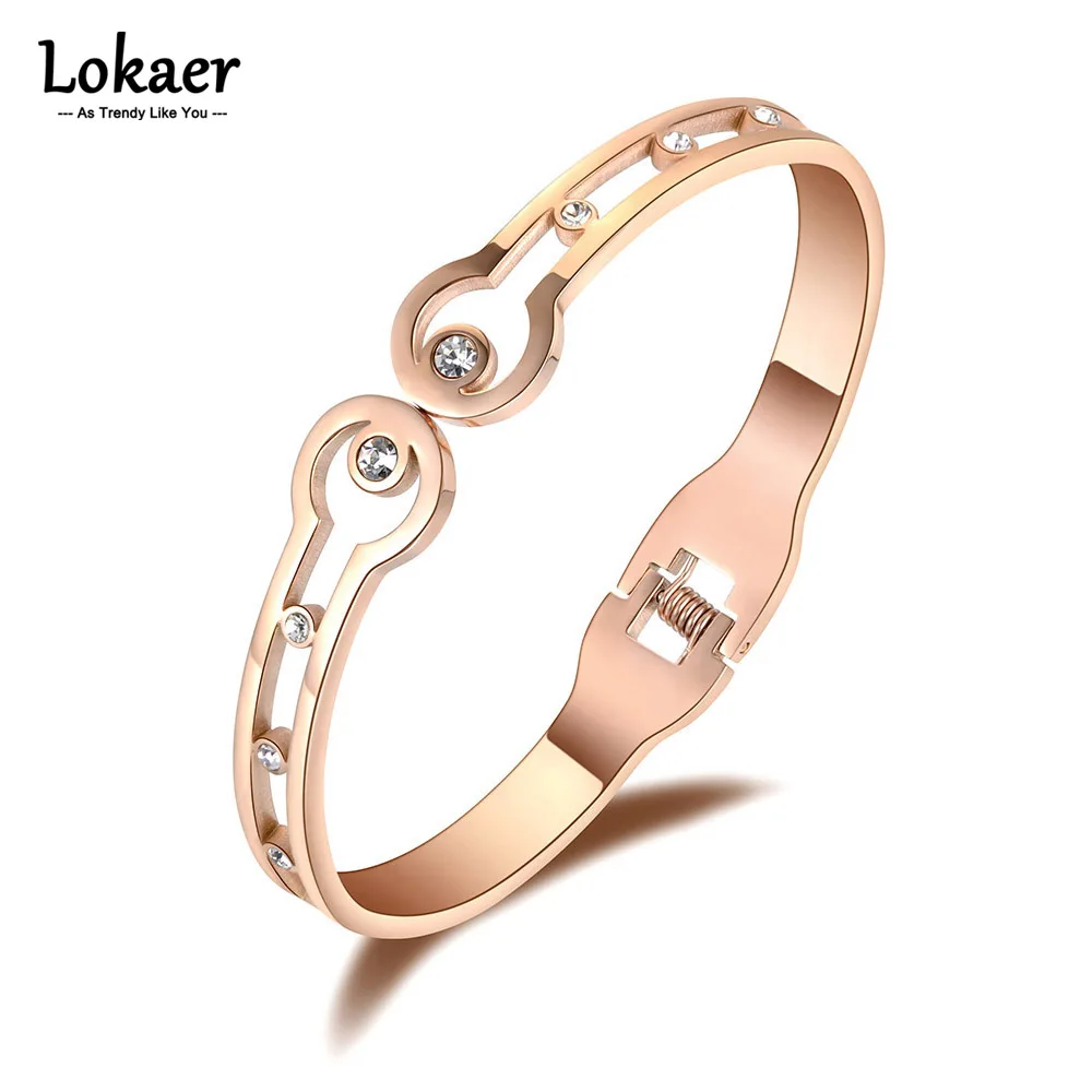 

Lokaer романтические браслеты из нержавеющей стали симметричные Arcuate стразы браслеты для влюбленных ювелирные изделия подарок на день Святог...