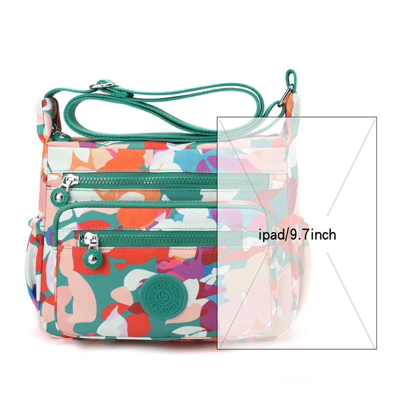 Women's Messenger Bags Large Capacity Nylon HandBags Waterproof  Flower Printing Shoulder Bags Ladies Travel Sling Bag Summer