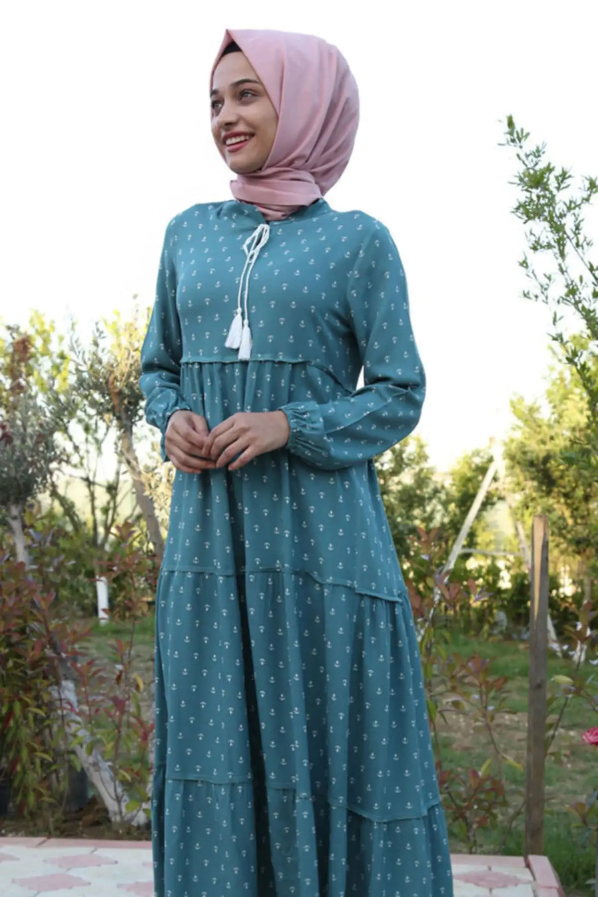 

Turkey Muslim Turquoise Stylish Garment Dress Women Hijab Long Abaya Robes Islamic Clothing Traditional Ramadan Prayer Rug Arab