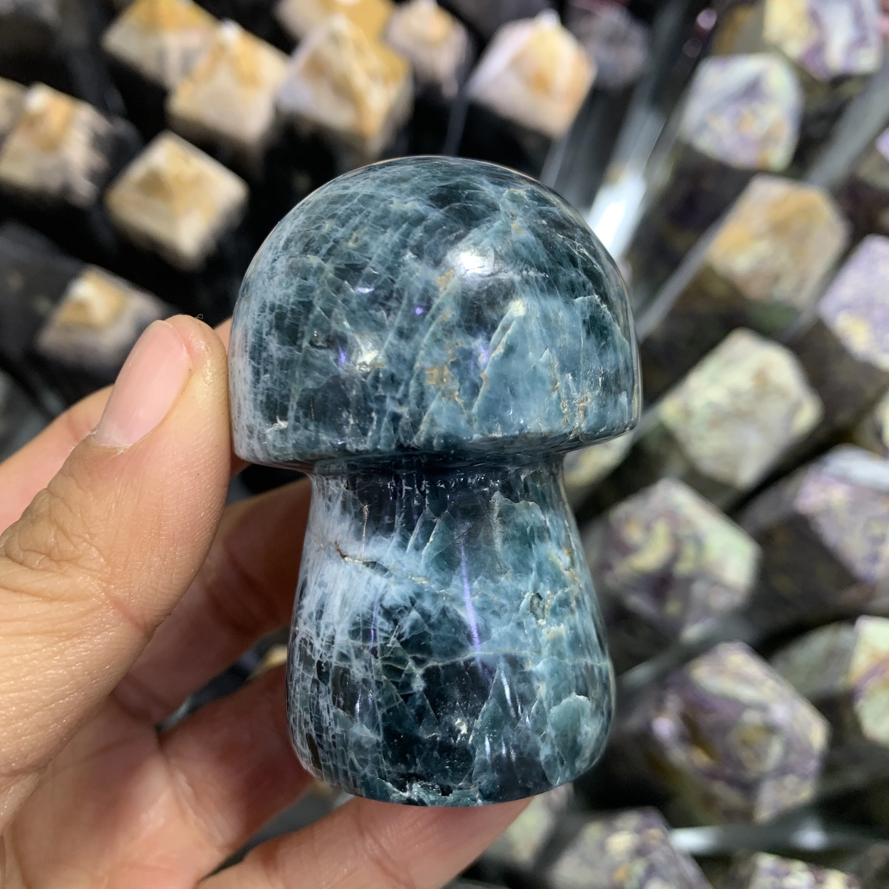 

Натуральные Синие апатитные грибы, скульптура, каменная статуя, статуэтка, украшение