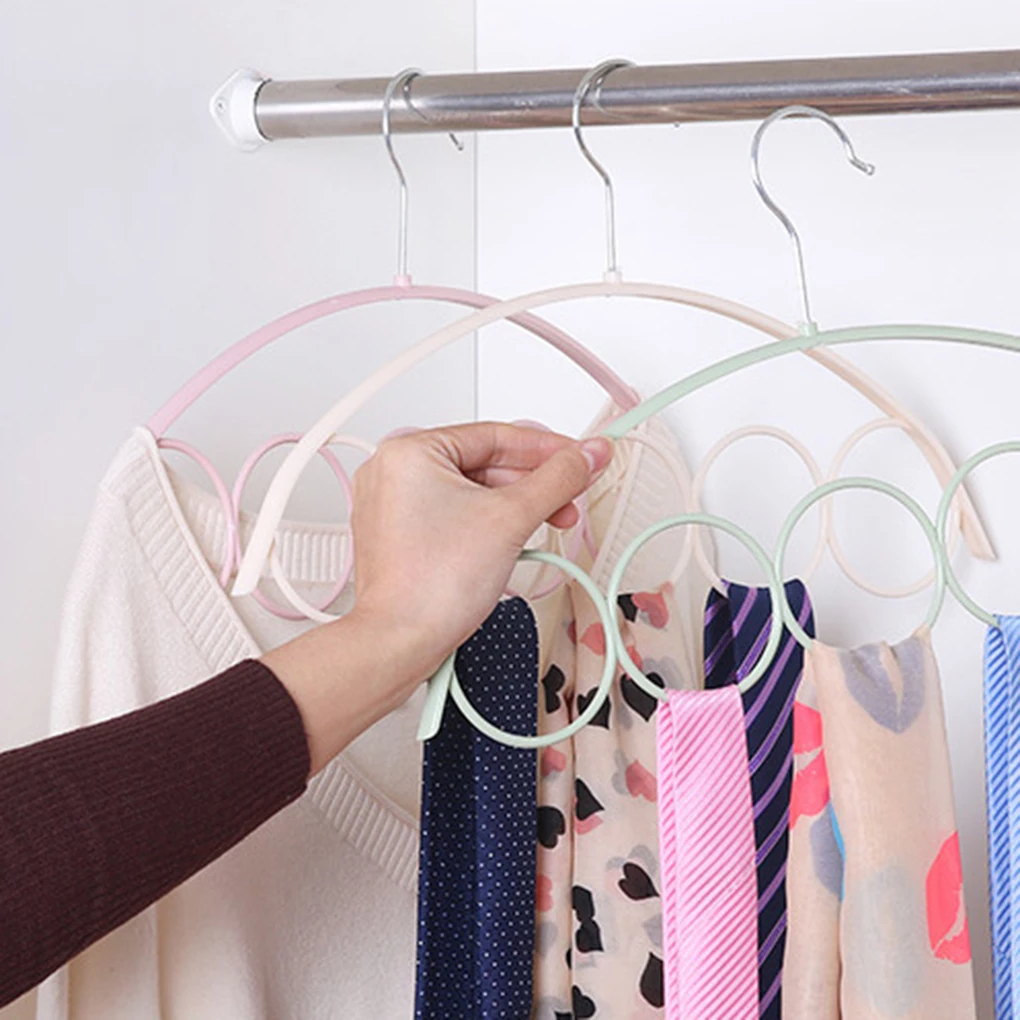 Бытовая вешалка для шарфа 5 колец стойка однотонный платок Органайзер держатель