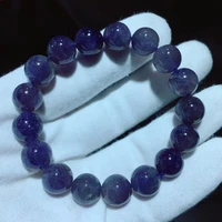 12mm natural blue iolite quartz clear round beads bracelet blue iolite star light cat eye women men rare aaaaaa