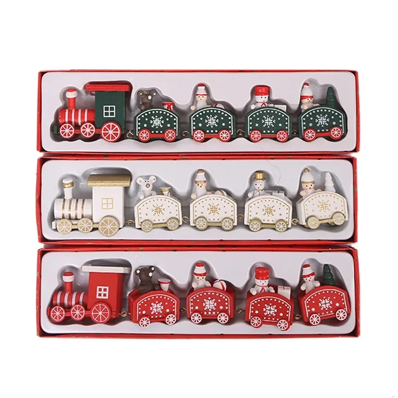 Wooden Christmas Small Train Xmas Ornaments Merry Decor For Home Happy New Year 2025 Creative Kids Naviidad Gifts Gift