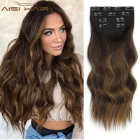 aisi hair synthetic 4pcsset natural hair extensions clip in hair extensions 20 long wavy hair extensions thick hairpieces