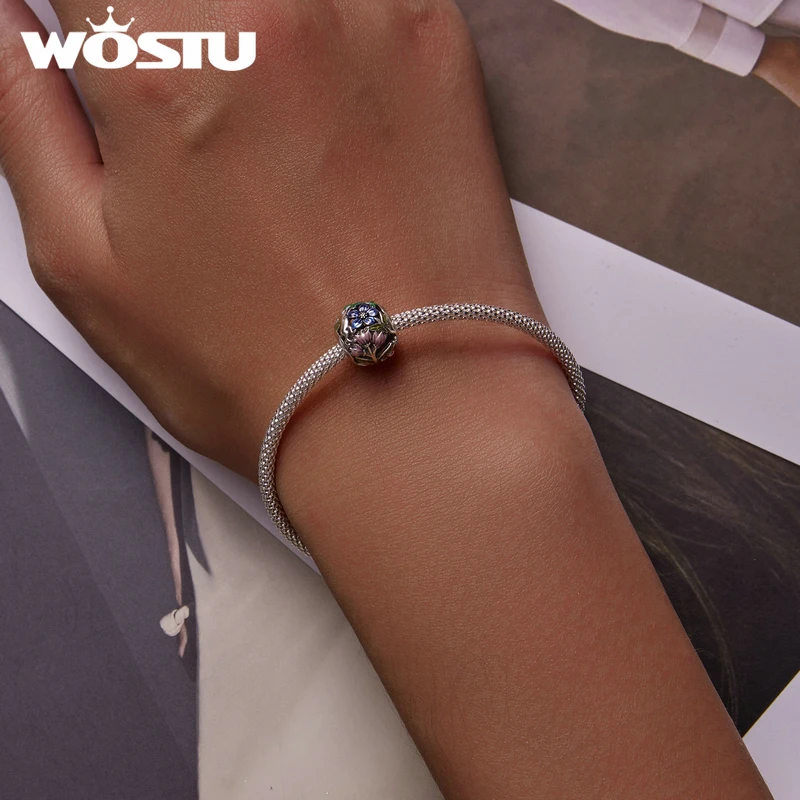 WOSTU Шарм из стерлингового серебра 925 пробы животные цветы джунгли секретный кулон