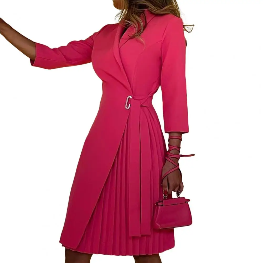 

Модное облегающее офисное платье-блейзер с рукавом 3/4 и завязкой на талии для свадьбы на осень