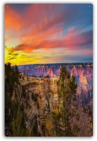 

Funny Retro Cafe Store Metal Tin Signs Wall Decor Sunset Above South Rim Of Grand Canyon From The Mather Vintage Metal Sign