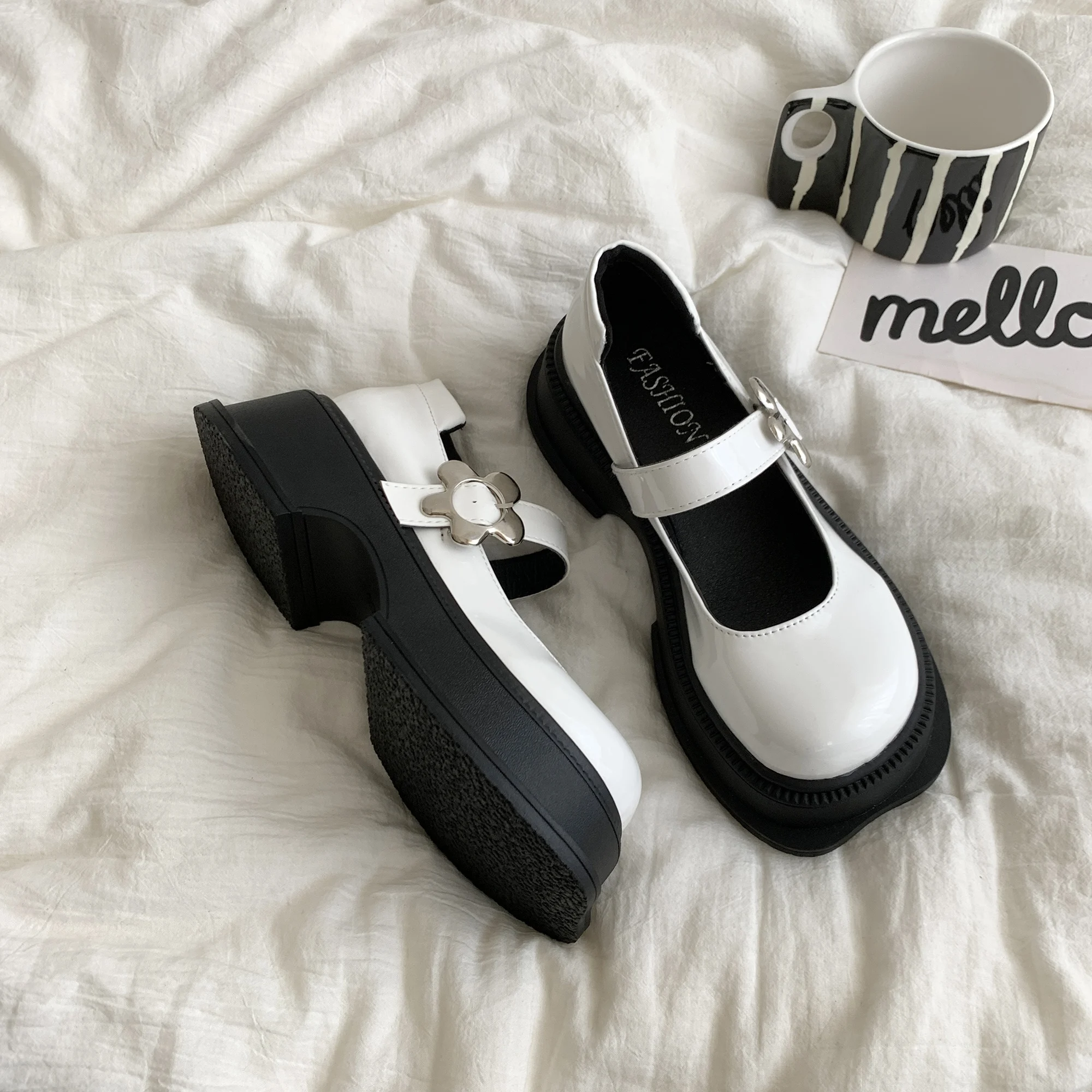 

Женские туфли в стиле ретро, черные туфли-оксфорды на плоской подошве с закрытым носком, в британском стиле, для клоги, на платформе, Новинка ...