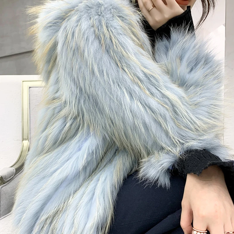 Women winter jacket faux fur coat fluffy loose Faux Fox Fur Short Fashionable Full Pelt Patchwork Mink Fur Coat