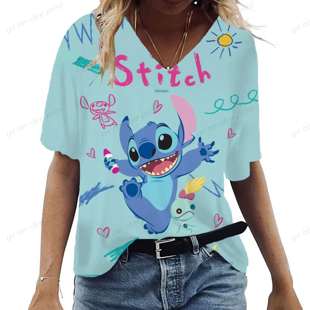 

Женская футболка с коротким рукавом и V-образным вырезом, размеры до 5XL