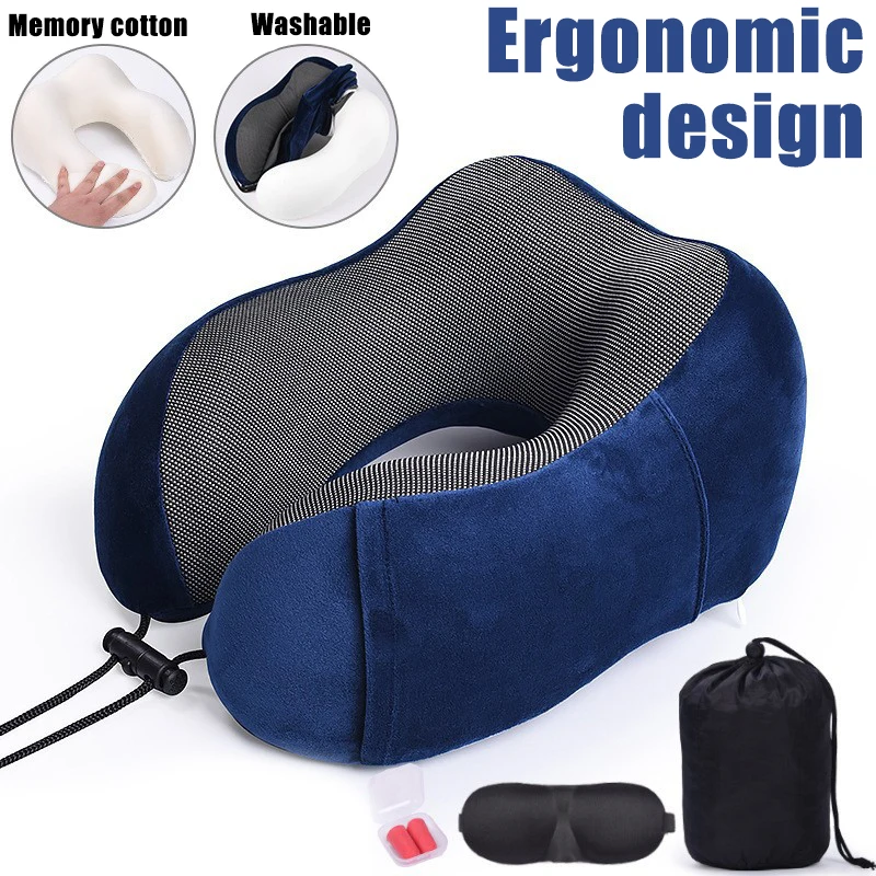 

U-образные подушки для шеи с эффектом памяти, мягкая дорожная подушка, медленно восстанавливающая форму
