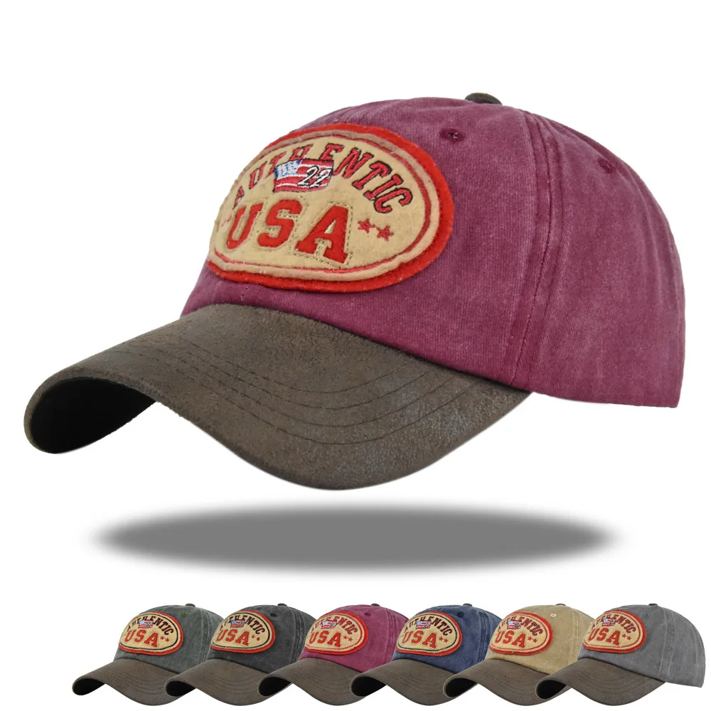 

Хлопковая бейсболка для мужчин и женщин, модная шапка с вышивкой в США, хлопковые кепки с мягким верхом, повседневные Ретро Снэпбэк кепки унисекс