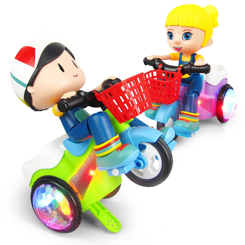 

Toy Car Tricycle Xmas Gift For Kids Boy Girl RC Off-Road Trucks Electric Rotate Stunt Dynamic Lighting Music Cartoon Motorcycles