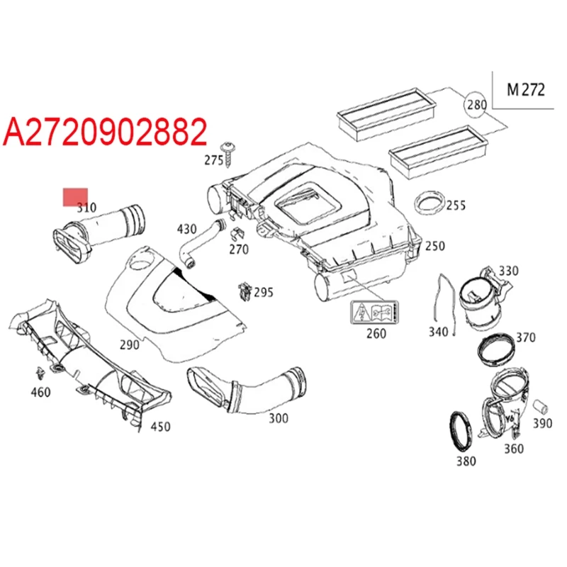 Воздухозаборный шланг A2720902982 A2720902882 для Mercedes Benz GLK 350 4matic воздухозаборная труба |