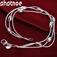 925 sterling silver three snake chain smooth beads bean bracelet for women party engagement wedding gift fashion charm jewelry