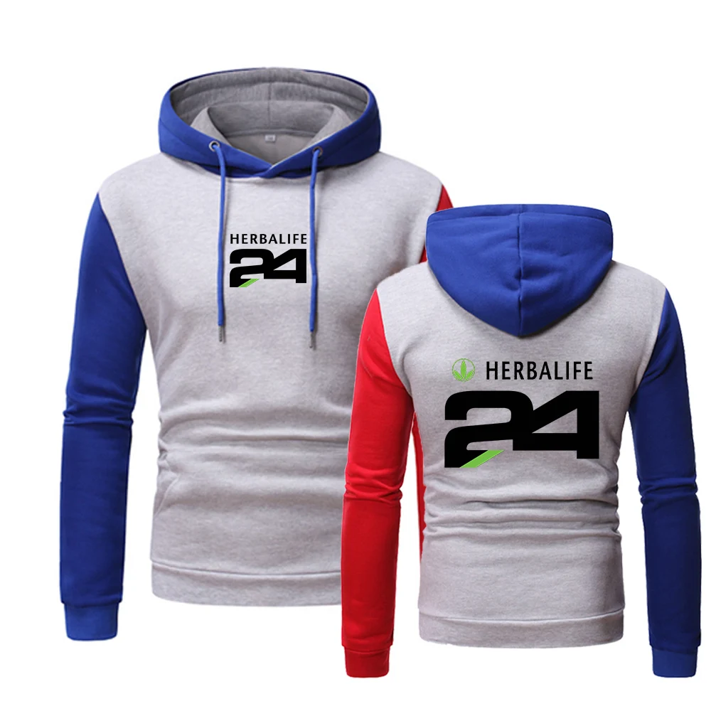 

2022 HERBALIFE 24 Men College Movement Hoodies Printing Splicing Tops Hooded Leisure Clothing